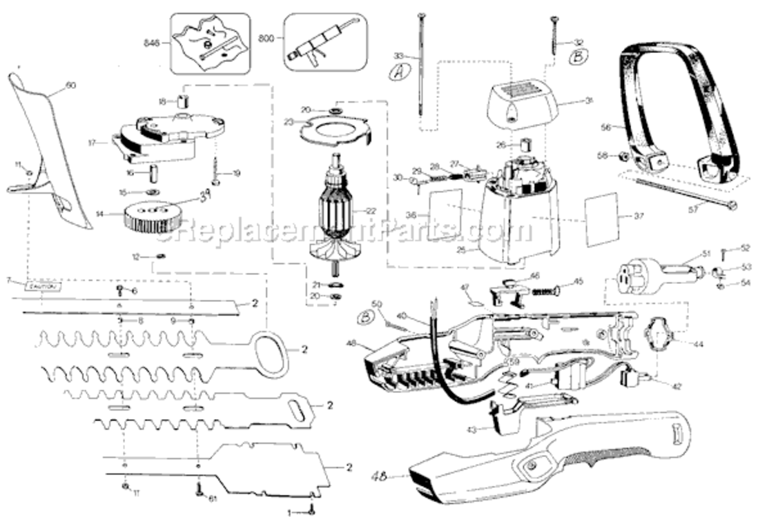 Page A Diagram and Parts List for 8124 Type 41 Black and Decker Hedge Trimmer